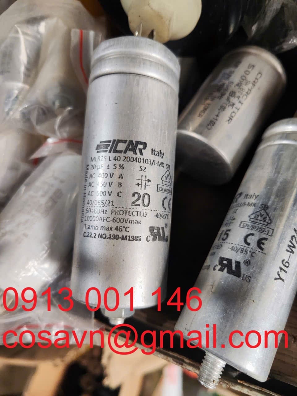 ICAR Tụ khởi động động cơ nhãn hiệu ICAR (EICAR) MLR25 L 40 20040103/1-MX SH